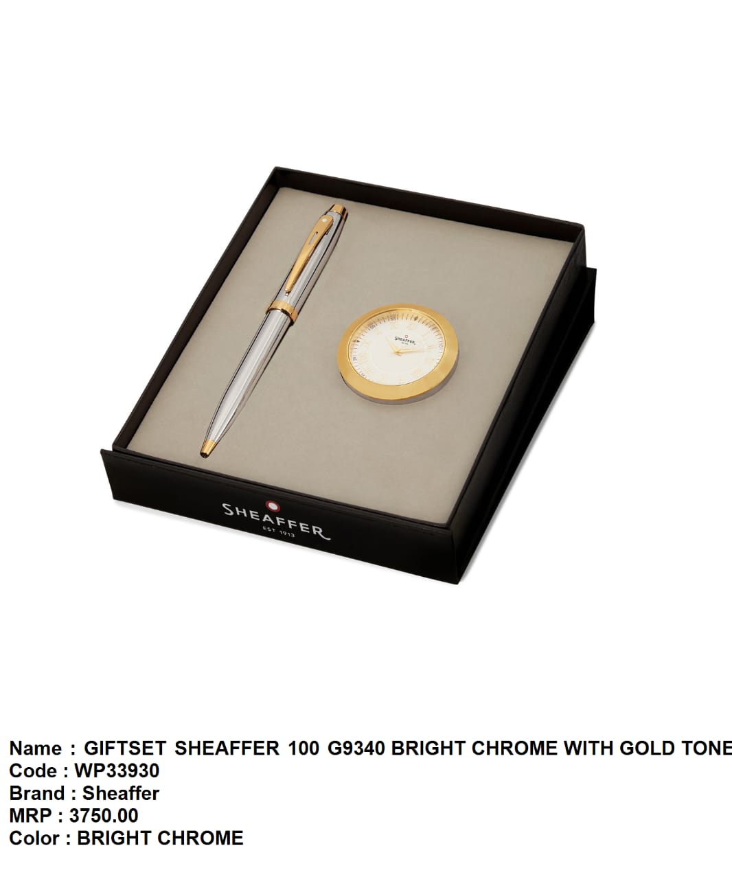 Giftset sheaffer 100 G9340 bright chrome with gold tone